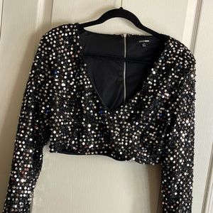 Sequence Long Sleeve Black Crop Top